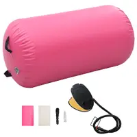 vidaXL Rulou de gimnastică gonflabil cu pompă, roz, 120 x 90 cm, PVC