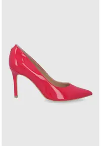 Pantofi stiletto de piele ecologica cu aspect lacuit 11864 - Rosu