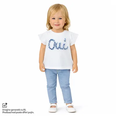 Tricou copii Chicco, Alb cu albastru, 01856-70MFCO