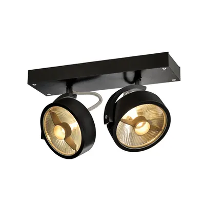 Corp iluminat TAVAN, Kalu de perete Luminita GU10, negru perete sI Plafon lumina, QPAR111, cu Doua capete, negru, max. 75W