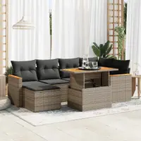 Gossi set canapele gradina cu perne 7 piese gri poliratan/lemn acacia