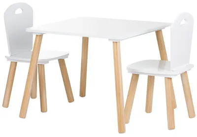 Set pentru copii Chipolino - Masă cu două scaune, MDF, alb