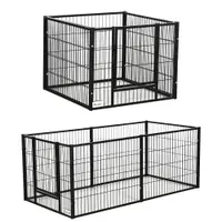 PawHut Tarc de Joacă pentru Animale, 6 Panouri din Oțel, Lungime Ajustabilă 82,5-150x61cm, Ideal pentru Interior/Exterior, Negru | Aosom Romania