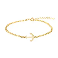 Nautic - Bratara pentru picior cu ancora din argint 925 placat cu aur galben 24K