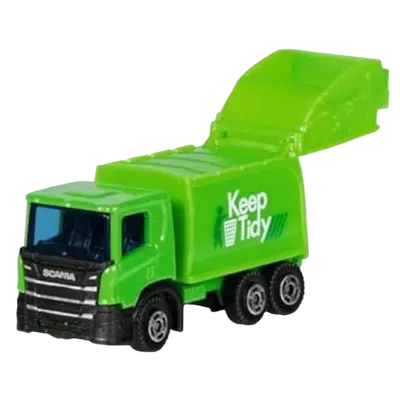 Masinuta utilitara die-cast, scara 1:102, 7.5 cm lungime, camion de gunoi