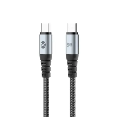 Cablu Date si Incarcare USB-C - USB-C Forever Braix, 60W, 1m, Negru