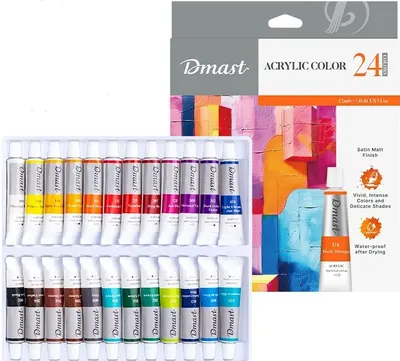 Vopsele acrilice Deli Dmast - 24 culori x 12 ml