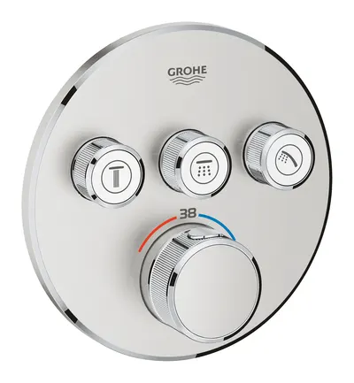 Unitate comanda Grohe Grohtherm SmartControl, 3 functii, termostat, necesita valva, mat, otel satinat, 29121DC0