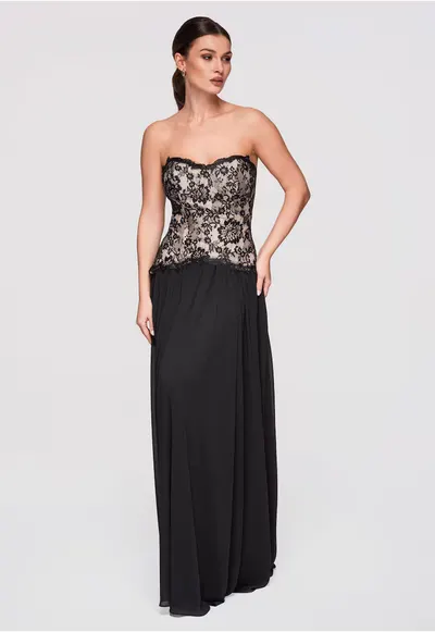 Rochie de seara maxi LA-OM-DLR306 - Negru