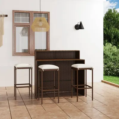 Gossi set mobilier bar de gradina cu perne, 4 piese, maro