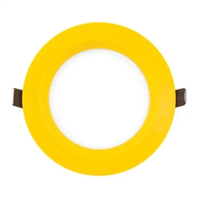 Panou Led Incastrabil Rotund 6w Rama Galbena Lumina Calda