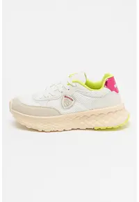 Pantofi sport de piele ecologica Lynn - Alb/Fucsia/Verde lime