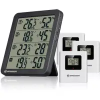 Statie meteo Bresser Quadro NV 7000029, termometru, higrometru, 3 senzori wireless, negru