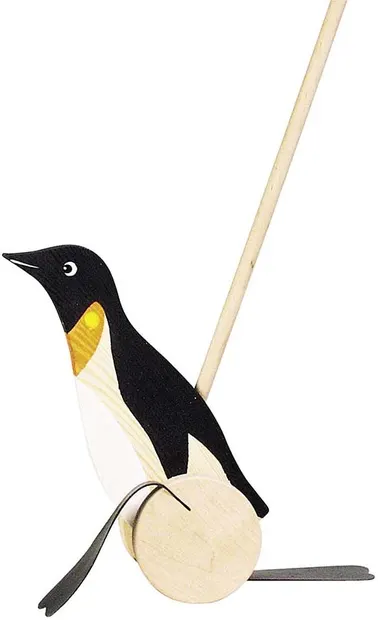 Jucarie din lemn de impins Goki - Pinguin
