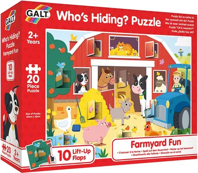 Puzzle educațional cu clapete Galt - Cine se ascunde în fermă?