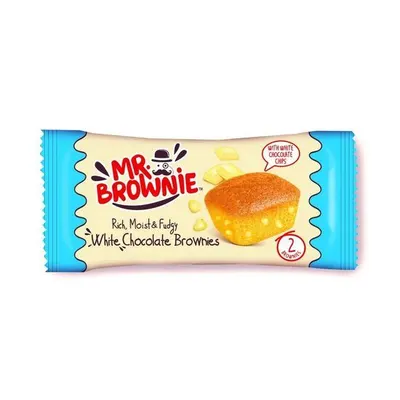 Prăjitura cu ciocolată albă belgiană Mr. Brownie White Chocolate Brownie, 50 g – Pachet En-gros