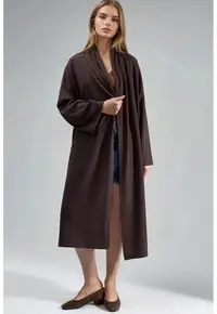 Cardigan lung dama - poliester/viscoza/elastan - maro -