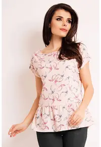Tricou dama - Awama - Poliester - Roz - model pasari