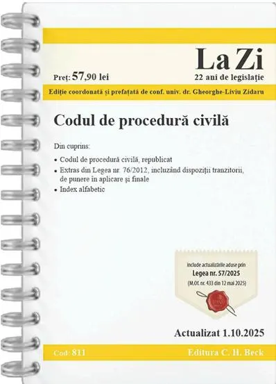 Codul de procedura civila. Cod 811. Actualizat la 1.10.2025
