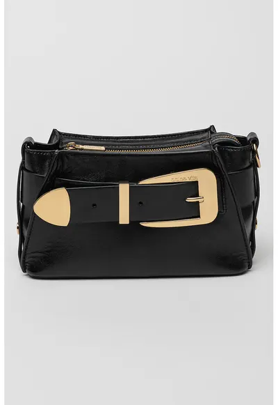 Geanta crossbody din piele cu design catarama Wendy - Negru