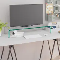vidaXL Stand TV/Suport monitor, sticlă transparentă, 80x30x13 cm