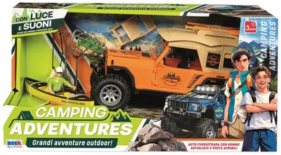 Set de joacă RS Toys - Camping Adventures, jeep și caiac, cu sunete și lumini