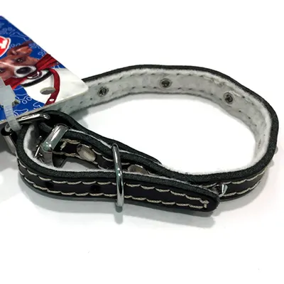 Zgarda din piele, neagra, reglabila, cu tinte, 10 mm x 270 mm