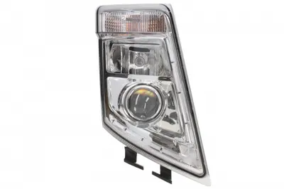 Far dreapta (2 H7 LED PY21W, reglaj manual, cu becuri, insertii crom, Semnalizator transparent) VOLVO FH, FH 16, FH II, FM dupa 2005