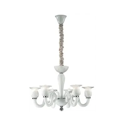 candelabru Teseo, 6 becuri, dulie E14, D:650 mm, H:700/1500 mm, Alb