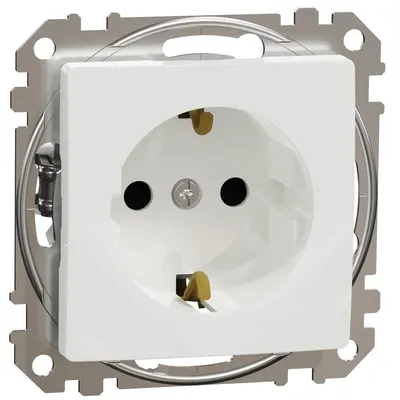 Priza 2P+E cu obturatoare Schneider Sedna Design SDD111021, alb