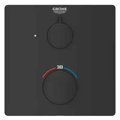 Unitate comanda Grohe Grohtherm Cube 1022152430, aparenta, termostat, 1 iesire, necesita valva, Negru mat