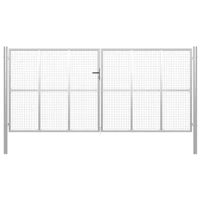 vidaXL Poartă de grădină din oțel galvanizat, 400x175 cm, argintiu