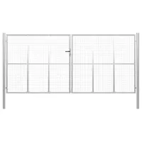 vidaXL Poartă de grădină din oțel galvanizat, 400x175 cm, argintiu