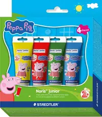 Set de vopsele pentru pictură cu degetele Staedtler Noris Junior - Peppa Pig, 4 culori