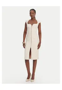 Rochie cocktail poliester - Ecru