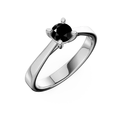 Inel de logodna din aur alb cu diamant solitaire negru de 0.4ct
