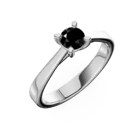 Inel de logodna din aur alb cu diamant solitaire negru de 0.4ct
