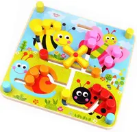 Labirint din lemn cu doua fete Tooky Toy - Insecte si forme