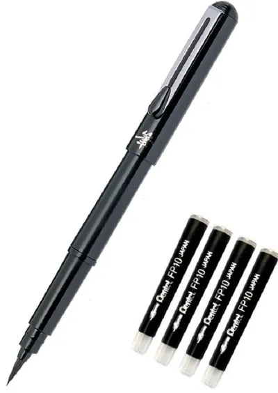 Pensula pentru caligrafie Pentel + 4 rezerve
