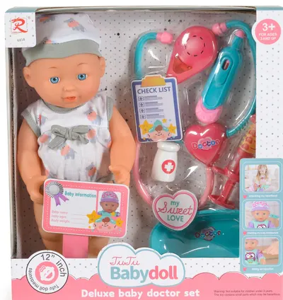 Set Tutu Love - Păpușă-bebeluș cu stetoscop și sunet, Hippo, 31 cm