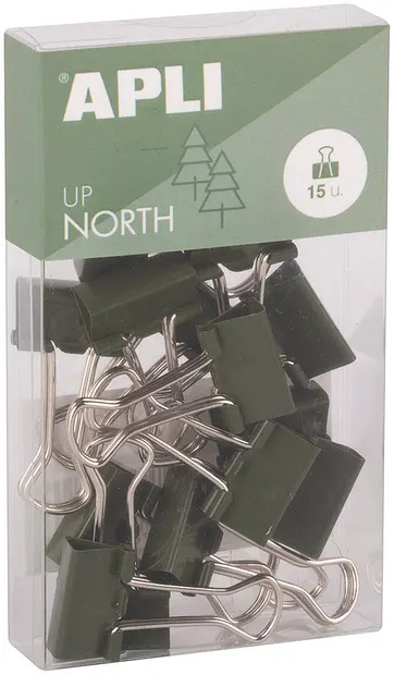 Cleme metalice Apli Up North - 19 mm, 14 buc., kaki