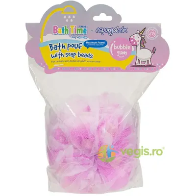 Burete de Dus cu Plasa Exfolianta si Sapun Incorporat cu Parfum de Guma de Mestecat 1buc