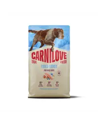 Hrană câini CARNILOVE True Fresh Dog Fish and Turkey Adult 4 kg cu pește și curcan
