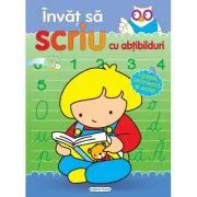 Invat sa scriu cu abtibilduri: cuvinte, litere, numere si ore. Lipeste, coloreaza si scrie!