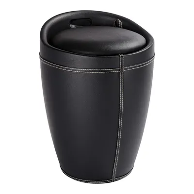 Coș de rufe taburet Wenko Linen Look, 20 l, negru