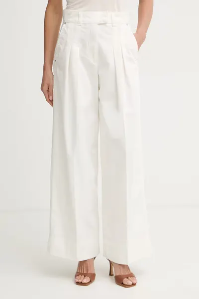 BOSS Orange pantaloni wide leg pentru femei, din bumbac cu elastan C Tanjura5-D