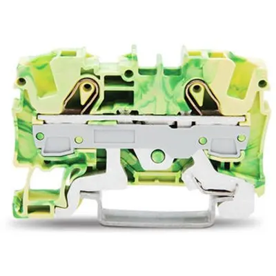 2-conductor ground terminal block; 6 mm²; suitable for Ex e II applications; side and center marking; for DIN-rail 35 x 15 and 35 x 7.5; Push-in CAGE CLAMP®; 6,00 mm²; green-yellow