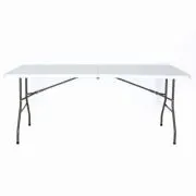 Masa pliabila 4 persoane din otel si HDPE MESTERINO KJC2061, 180x70x74 cm, culoare alba
