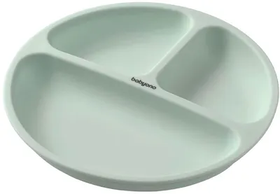 Farfurie din silicon cu ventuză Babyono - Mentă