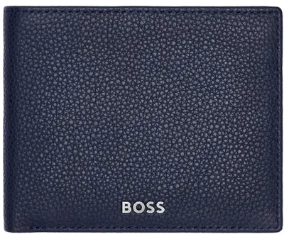 Portofel pentru bărbați Hugo Boss Classic Grained - Cu suport pentru monede, albastru închis
